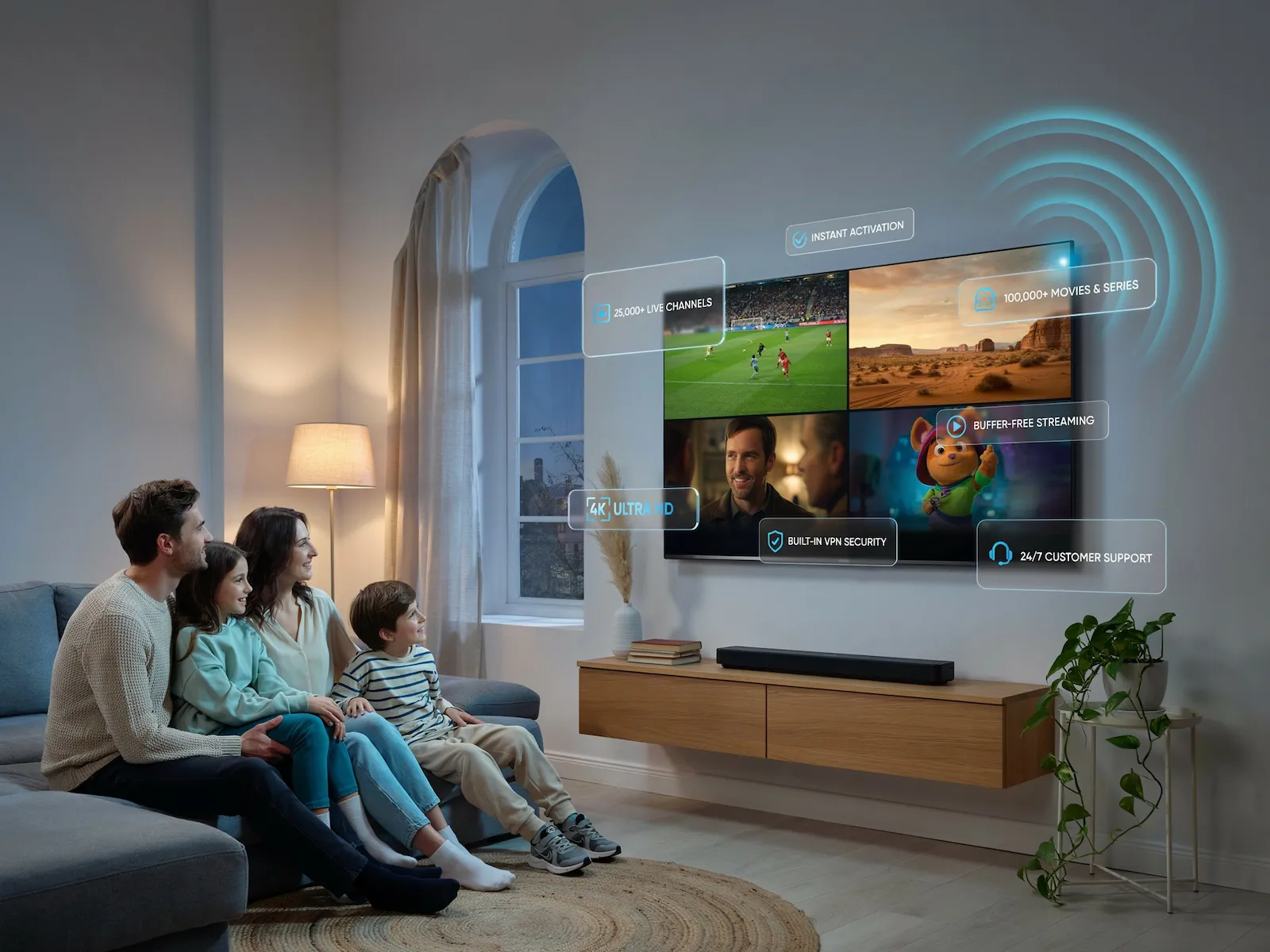 Nordic IPTV i 4K på Smart TV i vardagsrum